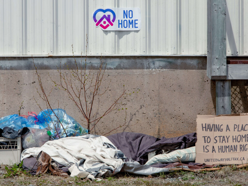 homelessness encampment with 