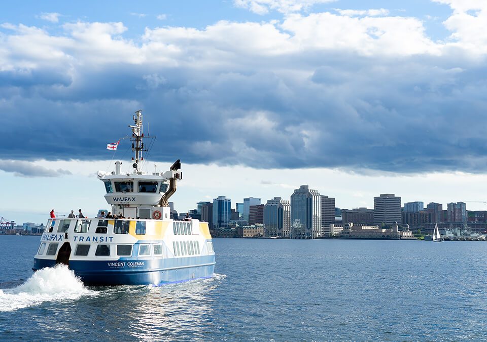 Halifax Transit ferry moving towards downtown Halifax