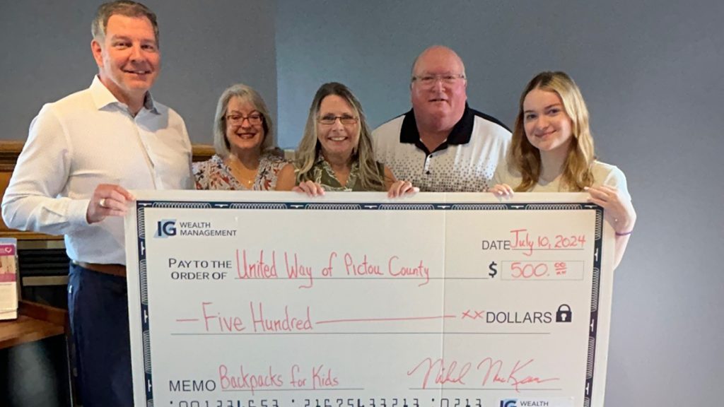 IG Wealth Management in New Glasgow helped provide over 400 backpacks to school aged kids throughout Pictou County  last year.