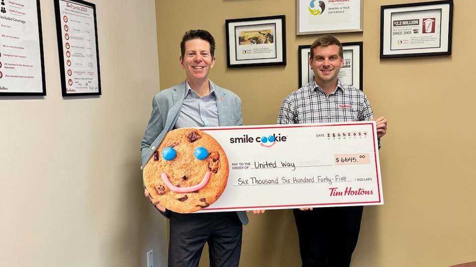 Thank you to everyone who purchased smile cookies from Tim Hortons in 2024, raising $6645 for United Way Central NB