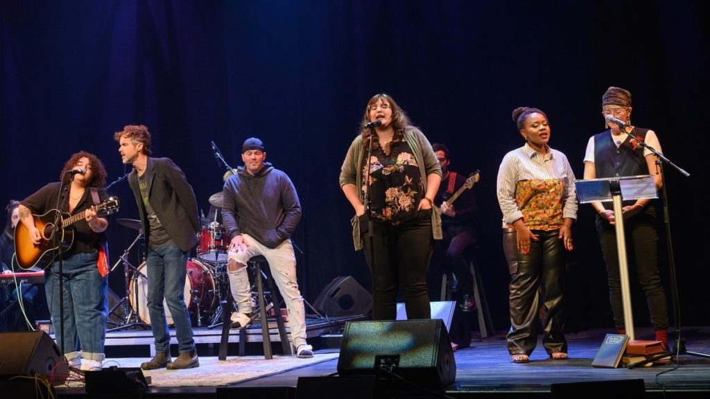 Storytellers and songwriters joined together for the closing number at the 2024 United by Song event. 